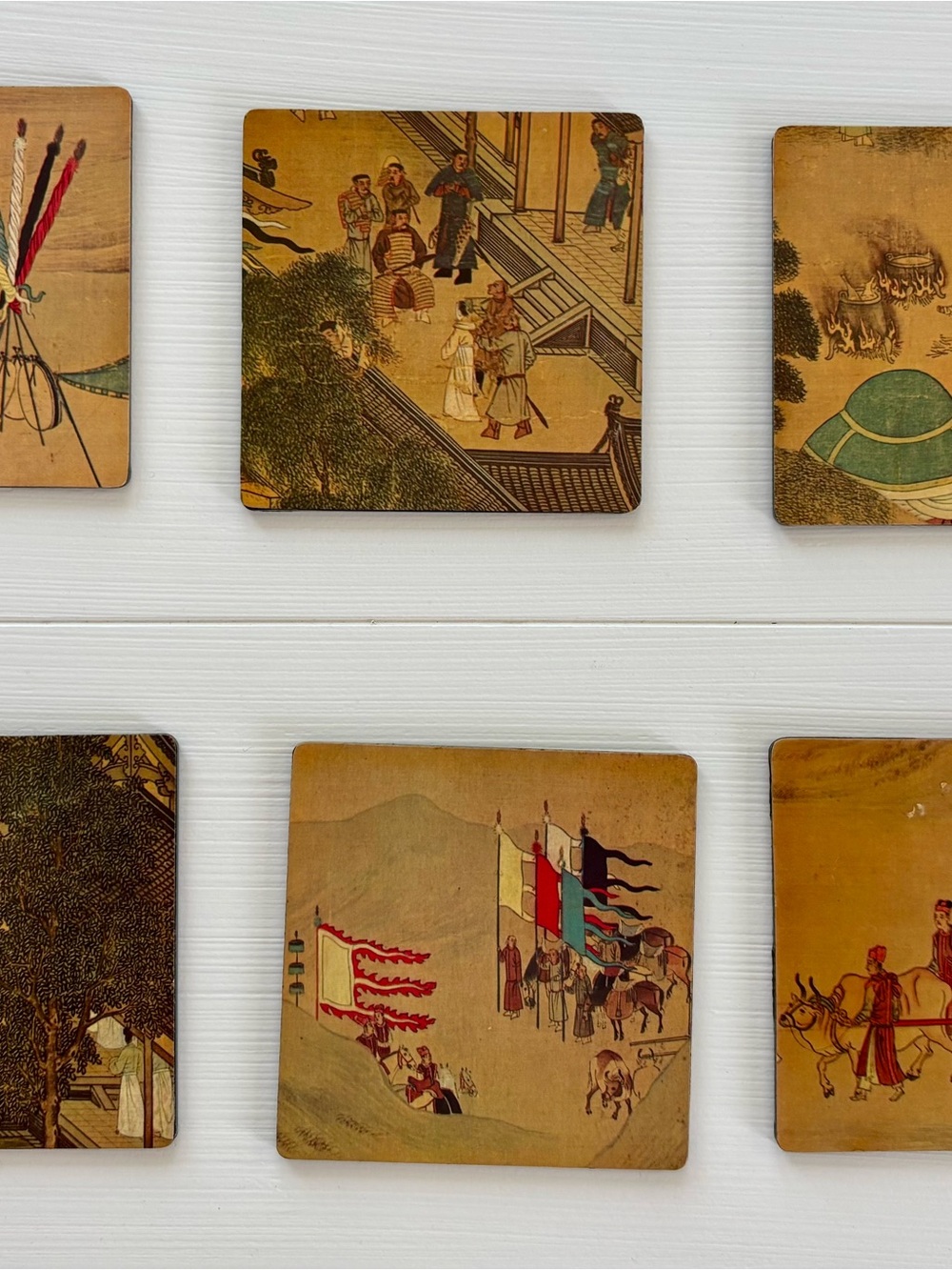 Vintage Gumps San Francisco Asian Art Scene Coasters set of 6